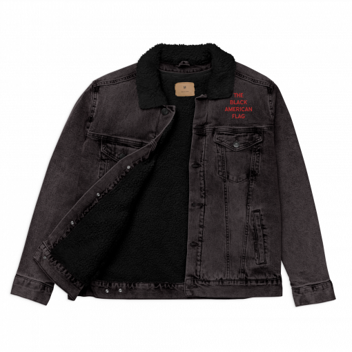 The Black American Flag Unisex denim sherpa jacket - Image 3