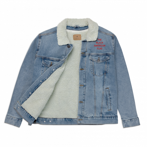 The Black American Flag Unisex denim sherpa jacket - Image 7